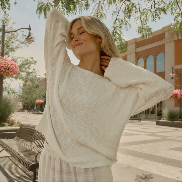 Albion Sweaters - Albion Fit Somerset Pullover Sweater Cream - Size Medium